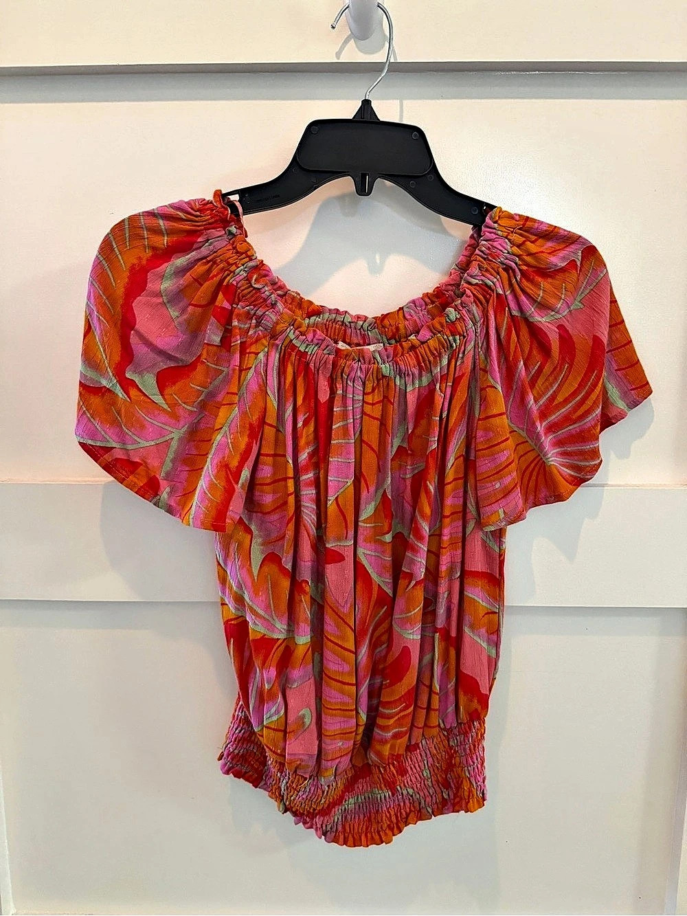 Cynthia Rowley Abstract Print Blouse in Pink & Orange Size XS